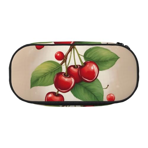 Unkhtt Lovely Sweet Red Cherry 1 Print Large Capacity Pencil Pen Pouch Students Dual Zip School Stationery Makeup Storage, Schwarz , Einheitsgröße, Taschen-Organizer von Unkhtt