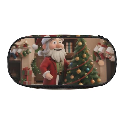 Unkhtt Lustiges Federmäppchen mit Weihnachtsdruck, großes Fassungsvermögen, Schüler, Doppelreißverschluss, Schule, Schreibwaren, Make-up-Aufbewahrung, Schwarz , Einheitsgröße, Taschen-Organizer von Unkhtt