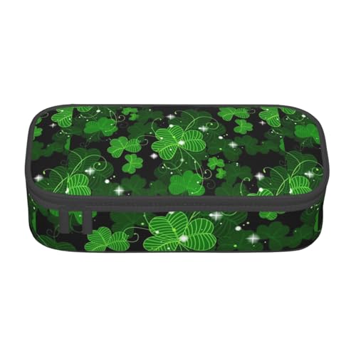 Unkhtt St Patricks Day Federmäppchen mit Blätter-Druck, 21,6 x 5,1 x 9,4 cm, Federmäppchen, Schule, Büro, Reise, Stifteetui von Unkhtt