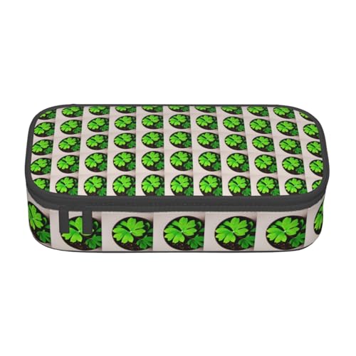 Unkhtt St Patricks Day Federmäppchen mit Blätter-Druck, 21,6 x 5,1 x 9,4 cm, Federmäppchen, Schule, Büro, Reise, Stifteetui von Unkhtt