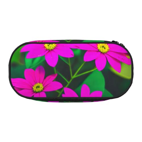 Unkhtt Stifteetui mit Blumenblättern, violett, rote Blume, 1 Druck, großes Fassungsvermögen, Schüler, Doppelreißverschluss, Schule, Schreibwaren, Make-up-Aufbewahrung, Schwarz , Einheitsgröße von Unkhtt