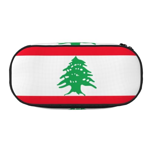 Unkhtt Stifteetui mit Libanon-Flagge, großes Fassungsvermögen, Schüler, Doppelreißverschluss, Schule, Schreibwaren, Make-up-Aufbewahrung, Schwarz , Einheitsgröße, Taschen-Organizer von Unkhtt