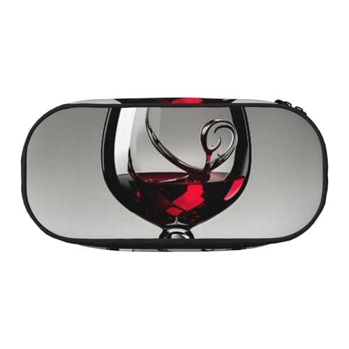 Unkhtt Stifteetui mit Weinglas-Druck, großes Fassungsvermögen, für Studenten, Doppelreißverschluss, Schule, Schreibwaren, Make-up-Aufbewahrung, Schwarz , Einheitsgröße, Taschen-Organizer von Unkhtt