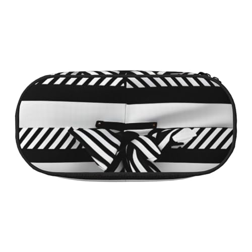 Unkhtt Stifteetui mit großem Fassungsvermögen, Schwarz / Weiß, gestreift, für Studenten, Doppelreißverschluss, Schule, Schreibwaren, Make-up, Schwarz , Einheitsgröße, Taschen-Organizer von Unkhtt