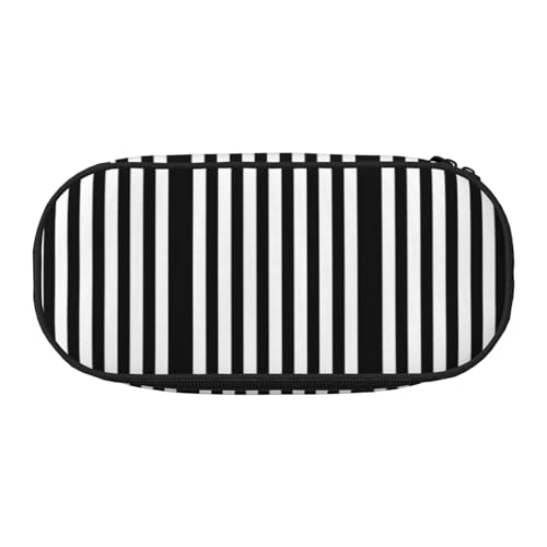 Unkhtt Stifteetui mit großem Fassungsvermögen, Schwarz und Weiß, gestreift, für Studenten, Doppelreißverschluss, Schule, Schreibwaren, Make-up, Schwarz , Einheitsgröße, Taschen-Organizer von Unkhtt