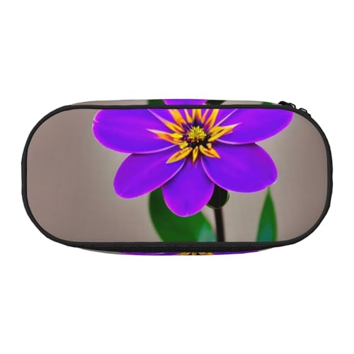 Unkhtt Stifteetui mit großem Fassungsvermögen, violetter Blumendruck, für Studenten, Doppelreißverschluss, Schule, Schreibwaren, Make-up, Schwarz , Einheitsgröße, Taschen-Organizer von Unkhtt