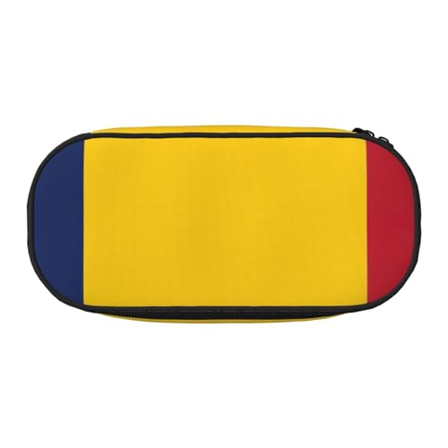 Unkhtt Stifteetui mit großer Kapazität, Motiv: Flagge des Tschads, Schüler, Doppelreißverschluss, Schule, Schreibwaren, Make-up-Aufbewahrung, Schwarz , Einheitsgröße, Taschen-Organizer von Unkhtt