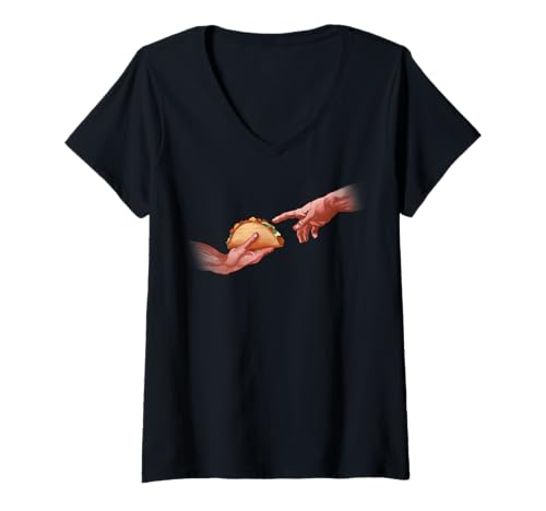 Damen Funny Taco Creation God Hand Tacos Humor Food T-Shirt mit V-Ausschnitt Damen Funny Taco Creation God Hand Tacos Humor Food T-Shirt mit V-Ausschnitt von Unknown Designer
