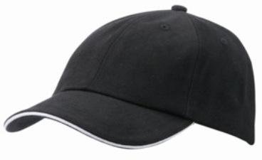 6 Panel Raver Bicolor Sandwich Baseball Cap in Heavy Brushed Cotton mit Metallschnalle zur Grössenverstellung in 16 Farbkombinationen ( Einheitsgrösse ) Schwarz von Unknown