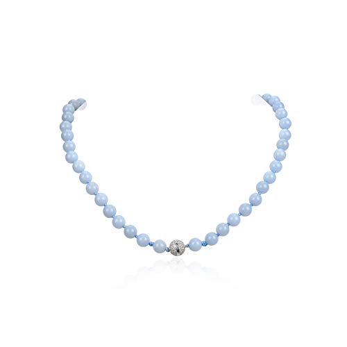 Fukugems Naturstein Kette für Damen Mann Edelstein Perlen Kette Geburtsstein Kette Angelite Kette von Unknown