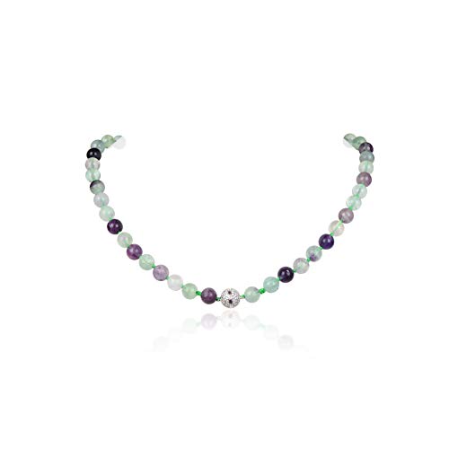 Fukugems Naturstein Kette für Damen Mann Edelstein Perlen Kette Geburtsstein Kette Rainbow Fluorite Kette von Fukugems