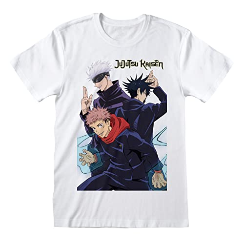 Kurzarm-T-Shirt Jujutsu Kaisen Trio Weiß Unisex von Unknown