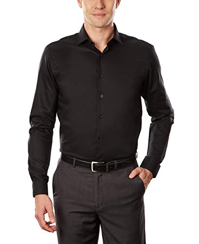 Unlisted by Kenneth Cole Herren Ungelistetes Kleid Shirt Solid Klassisches Hemd, Schwarz, 36 cm-37 cm Hals 81 cm-84 cm Ärmel von Unlisted by Kenneth Cole