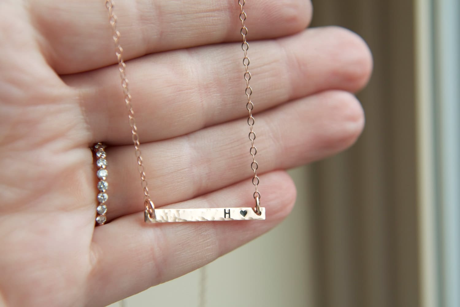 Dünne Zierliche Rose Gold Bar Halskette, Personalisierte Einfache Jeden Tag, Dünne Schichtung Erste Rosa von UnmistakablyMine