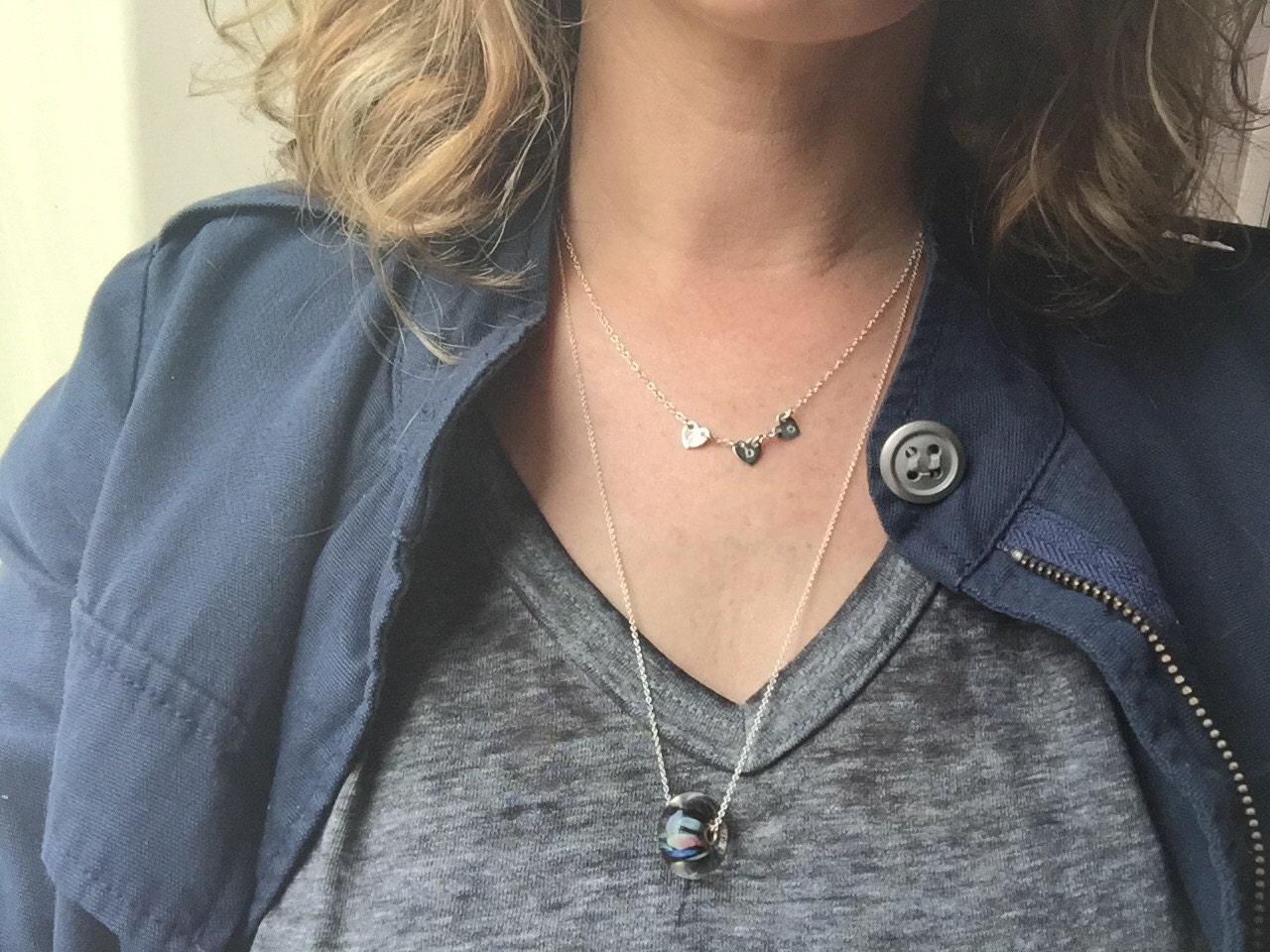 Personalisierte Kleinen Anfänglichen Herz Halskette, Benutzerdefiniert 2, 3, 4, 5 Herzen, Sterling Silber, Rotgold Oder Gold, Schmuck Charm Buchstabe von UnmistakablyMine