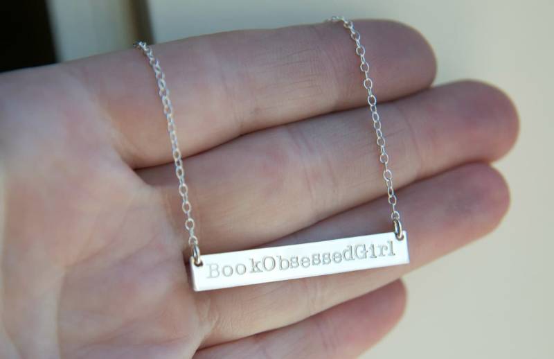 Silber Bar Lange Halskette, Sterling Namensschild, Zierliche Namensschild Personalisierte Layering von UnmistakablyMine