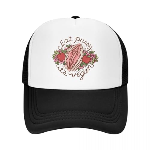 Baseballkappe Hip-Hop Sonnenhut klassisch Eat Pussy It's vegane Baseballkappe für Damen und Herren atmungsaktive Trucker-Mütze Performance-Snapback-Hüte Sommerkappen Geburtstagsgeschenk von UnniQ