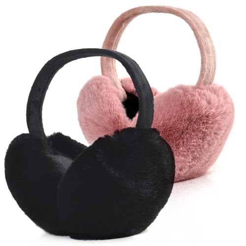 2 Stück Winter Ohrenwärmer Damen Unisex Plüsch Ohrenschützer Faltbare Warme Weiche Ohrenschutz Outdoor Faux Fur Earmuffs für Damen Herren von Unning