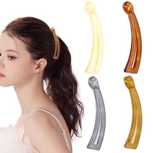 4 Stück Klein Mittelgroß Banana Clip Damen Bananenspange Pferdeschwanz Haarspange für Dünnes Dickes Haar Hair Clips von Unning