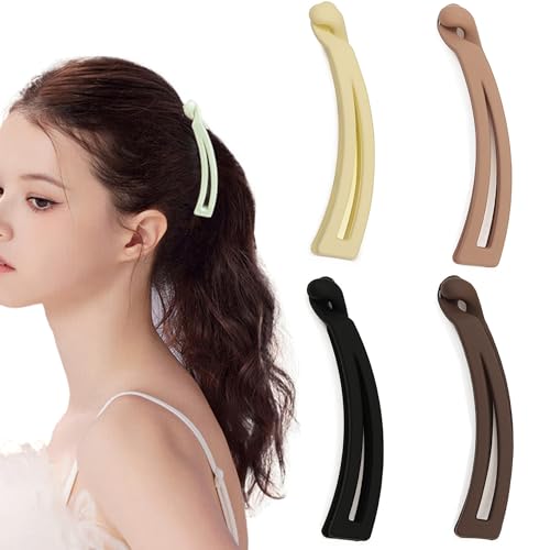 4 Stück Klein Mittelgroß Banana Clip Damen Bananenspange Pferdeschwanz Haarspange für Dünnes Dickes Haar Hair Clips von Unning