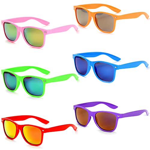 6 Stücke Neon Sonnenbrille Set Herren Unisex Bunte Sonnenbrillen Coole Retro Lustige Brillen Party für Herren Damen von Unning