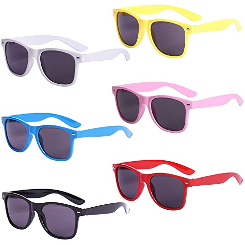 6 Stücke Neon Sonnenbrille Set Herren Unisex Bunte Sonnenbrillen Coole Retro Lustige Brillen Party für Herren Damen von Unning