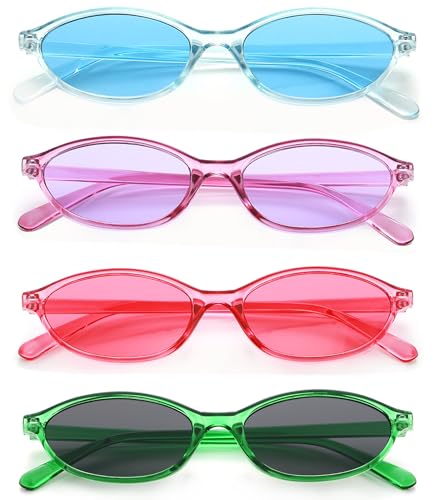 Unning 4 Stück Oval Sonnenbrille Damen Retro Ovale Sonnenbrillen Schmal Vintage Klein Brillen Set Unning 4 Stück Oval Sonnenbrille Damen Retro Ovale Sonnenbrillen Schmal Vintage Klein Brillen Set von Unning