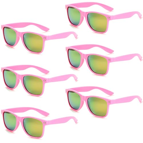 Unning 6 Stücke Neon Sonnenbrille Set Herren Vintage Bunte Sonnenbrillen Coole Retro Lustige Brillen Party für Herren Damen von Unning