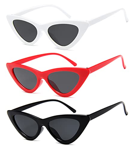 Unning Cateye Sonnenbrille Set Damen,Vintage Katzenaugen Sonnenbrillen Neon Lustige Brillen für Damen Frauen von Unning