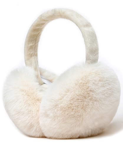Unning Weiß Winter Ohrenwärmer Damen Verstellbar & Faltbare Ohrenschützer Mode Kunstpelz Weich Ohrenschütz Plüsch Ear Muffs for Women von Unning