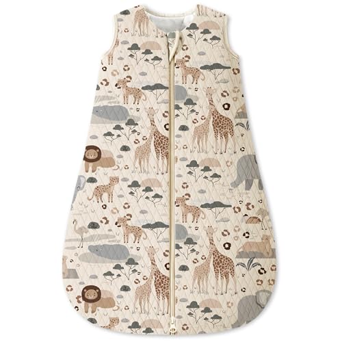 Unnivoll Schlafsack Baby 1,5 Tog Babyschlafsack 12-18 Monate Baumwolle Schlafsack Winter Herbst Warm und Weich 84cm für Kinder Jungen Mädchen Aprikose Elefant von Unnivoll