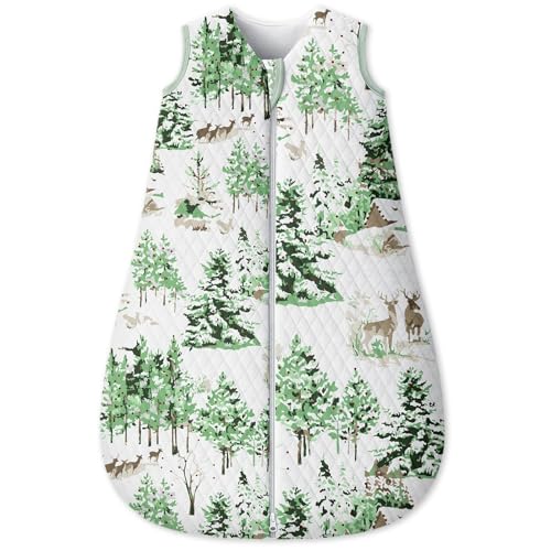 Unnivoll Schlafsack Baby 1,5 Tog Babyschlafsack 12-18 Monate Baumwolle Schlafsack Winter Herbst Warm und Weich 84cm für Kinder Jungen Mädchen Grüne Kiefer von Unnivoll