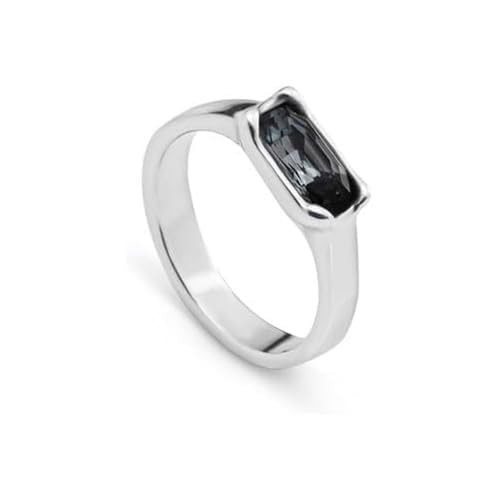 Uno de 50 RING AUS METALLLEGIERUNG, BESCHICHTET AUS STERLINGSILBER MIT GRAUEM FACETTIERTEM KRISTALL von Uno de 50