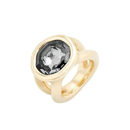 Uno de 50 Ring aus 18 Karat vergoldeter Metalllegierung mit grauem facettiertem Kristall von Uno de 50