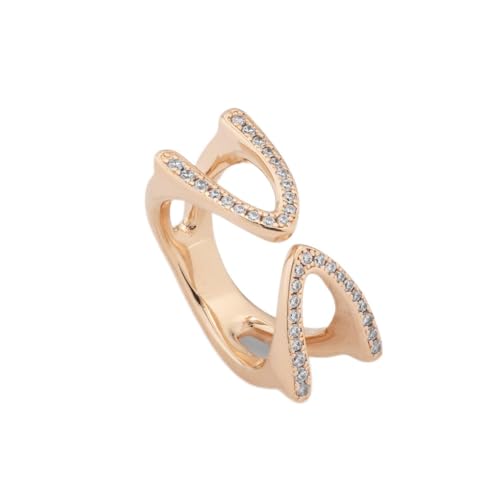 Uno de 50 Ring aus 18 Karat vergoldeter Metalllegierung mit offener Halbellipsenform und Topasen von Uno de 50