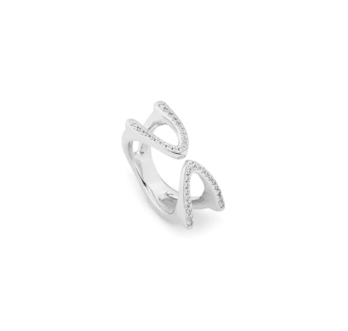 Uno de 50 Ring aus Metalllegierung aus Sterlingsilber mit offener Halbellipsenform und Topasen von Uno de 50