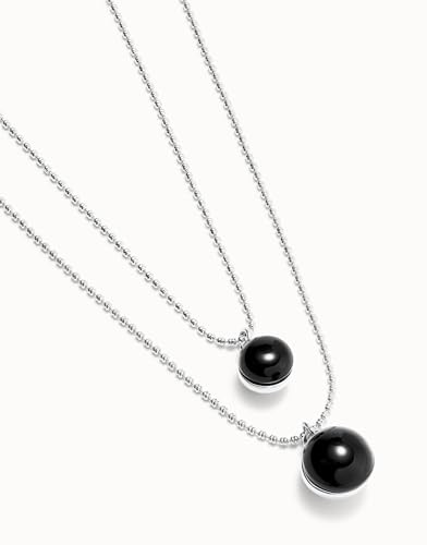 UNO de 50 | Anhänger | mit doppelter Kette und schwarzem Muranoglas | versilbert mit Sterlingsilber | handgefertigter Schmuck | Hergestellt in Spanien, talla unica, Muranoglas, Kein Edelstein von Uno de 50