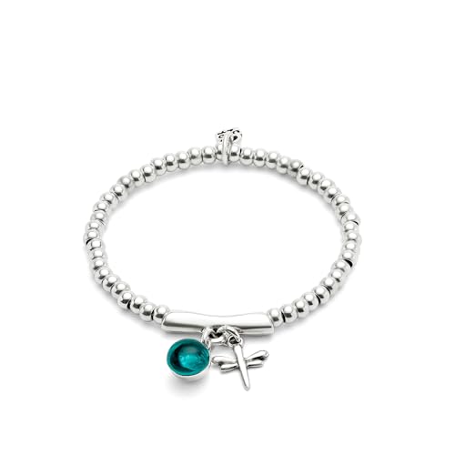 UNO de 50 | Armband | mit Libellen-Charm und grünem Muranoglas | versilbert mit Sterlingsilber | handgefertigter Schmuck | Hergestellt in Spanien, Mediano, Muranoglas, Kein Edelstein von Uno de 50