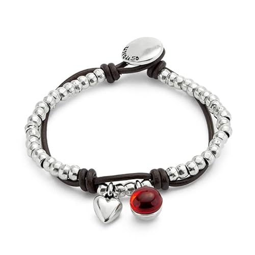 UNO de 50 | Kugelarmband | mit Leder und rotem Muranoglas | versilbert mit Sterlingsilber | handgefertigter Schmuck | Hergestellt in Spanien, Mediano, Muranoglas, Kein Edelstein UNO de 50 | Kugelarmband | mit Leder und rotem Muranoglas | versilbert mit Sterlingsilber | handgefertigter Schmuck | Hergestellt in Spanien, Mediano, Muranoglas, Kein Edelstein von Uno de 50