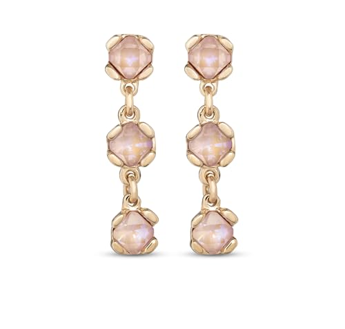 UNOde50 18 Karat vergoldete Metalllegierung Ohrringe mit 3 facettierten rosa Kristallen von Uno de 50