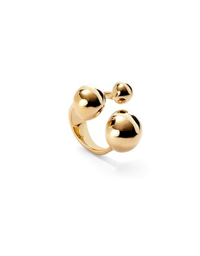 Uno de 50 | 18 Karat vergoldeter Ring mit drei blasenförmigen Perlen in verschiedenen Größen | Handgefertigter Schmuck | Hergestellt in Spanien von Uno de 50