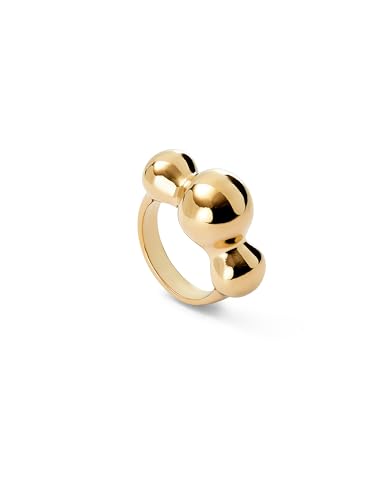UNOde50 | 18k gold-plated ring with three central beads| Artisanal Jewelry | Handcrafted in Spain von Uno de 50