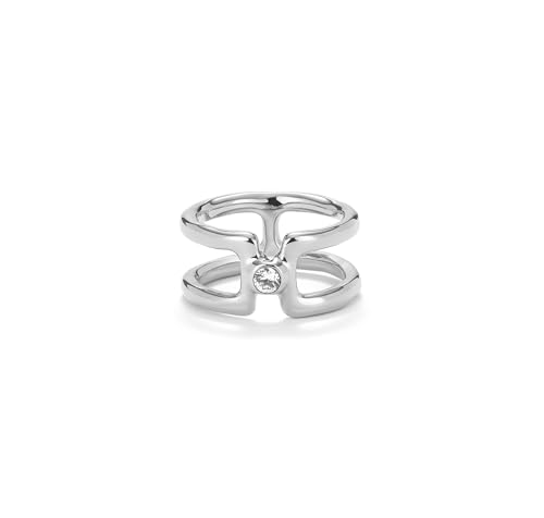 Uno de 50 Doppelring aus versilbertem Sterlingsilber mit weißem Topas von Uno de 50