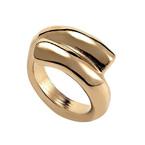 Uno de 50 RÖHRENFÖRMIGER RING AUS 18 Karat vergoldeter METALLLEGIERUNG, IN DER MITTE GESCHLOSSEN von Uno de 50