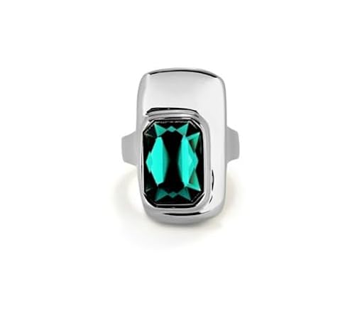 UNOde50 Ring aus 18 Karat vergoldeter Metalllegierung mit grünem facettiertem Kristall von Uno de 50