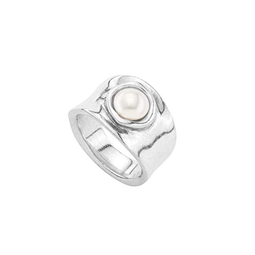 Uno de 50 Ring aus Metall, beschichtet mit Sterlingsilber und Perlenkristall von Uno de 50