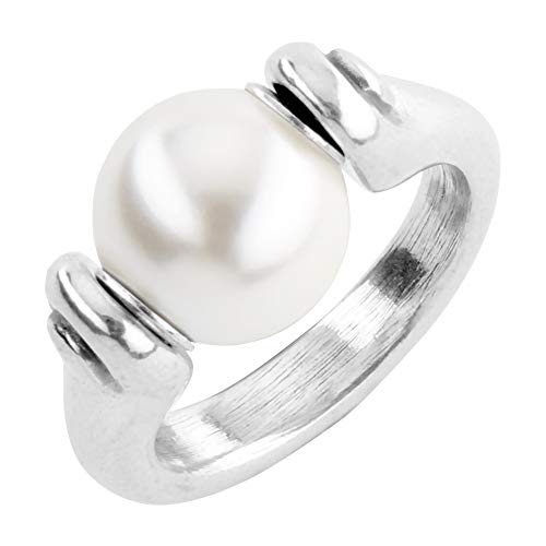 Uno de 50 Ring aus Metall, beschichtet mit Sterlingsilber und synthetischer Perle. von Uno de 50