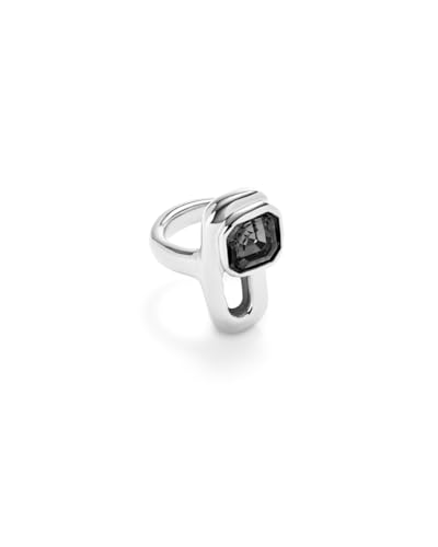 UNOde50 Ring aus Metalllegierung versilbert mit schwarzem Kristall von Uno de 50