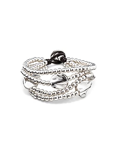 Uno De 50 Damen-Armband Classics Versilbert Leder Perle Silber 17 cm - PUL0854MTLMAR0M von Uno de 50