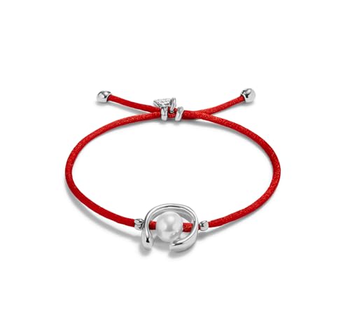 Uno de 50 Damen-Armband aus rotem Draht mit Muschel-Perle, versilbert von Uno de 50